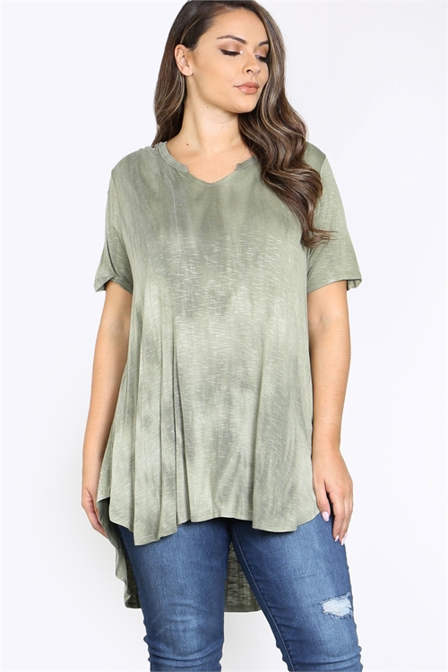 C74-A-2-T1157 OLIVE PLUS SIZE TOP 2-2-2