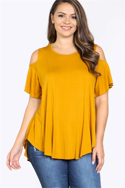 C82-A-2-T1034X MUSTARD PLUS SIZE TOP 2-2-2