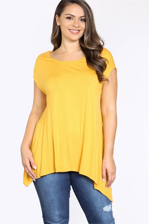 C84-A-2-T1155X MUSTARD PLUS SIZE TOP 2-2-2