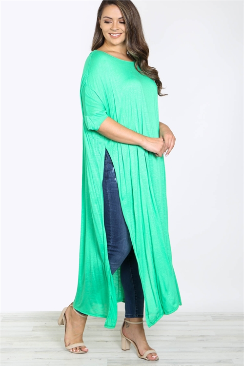 C90-A-1-D3161X LIGHT GREEN PLUS SIZE LONG TOP 2-2-2