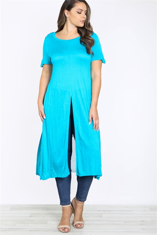 C90-A-2-T1169X TURQUOISE LONG TOP 2-2-2