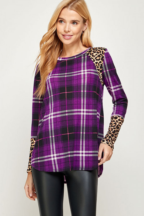 C20-A-2-WT23700-2 PURPLE CHECKERED TOP 2-2-2