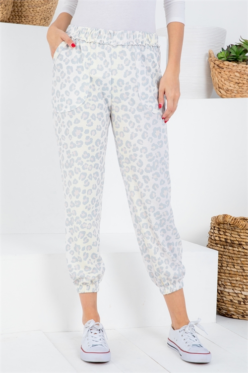 C8-A-3-NA-P81406-04 OFF WHITE YELLOW ANIMAL PRINT PANTS 2-2-2