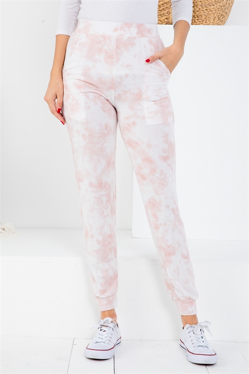 C28-A-3-P74503-05 IVORY BLUSH TIE DYE PANTS 2-2-2