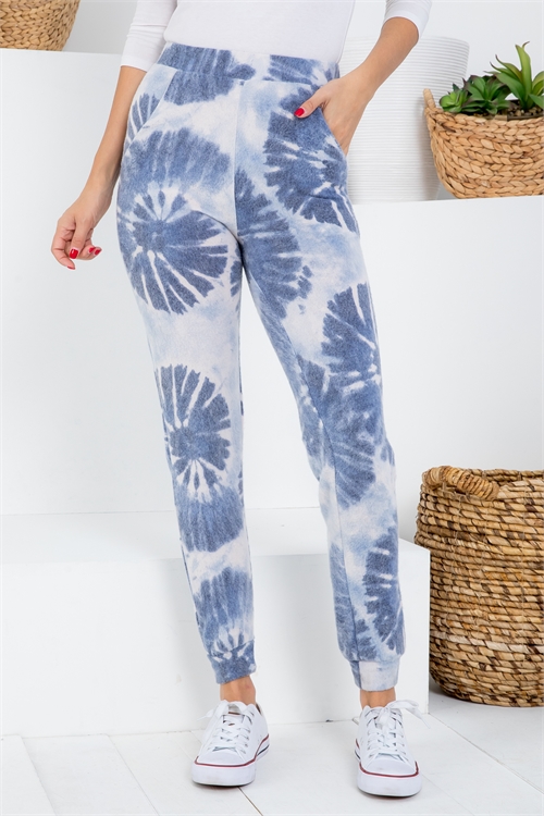 C54-A-1-P74503-10 IVORY NAVY TIE DYE PANTS 2-2-2