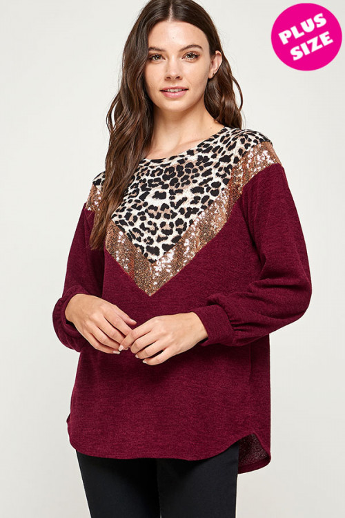 C78-A-3-WT2385X BURGUNDY PLUS SIZE TOP 2-2-2