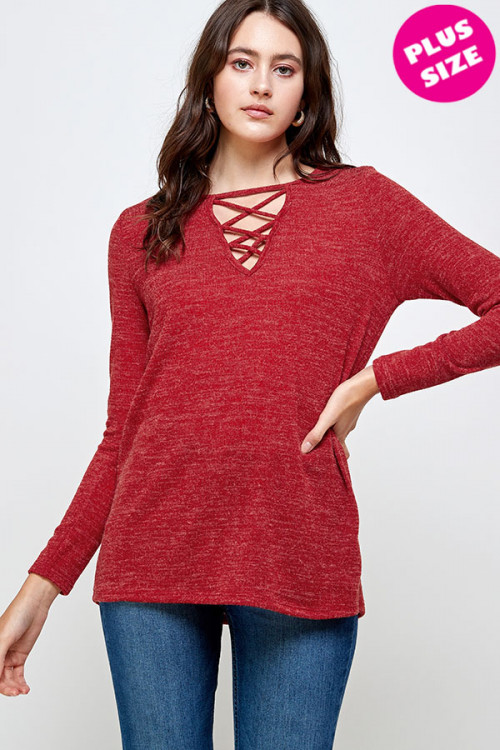 C18-A-3-WT2344X RED PLUS SIZE TOP 2-2-2