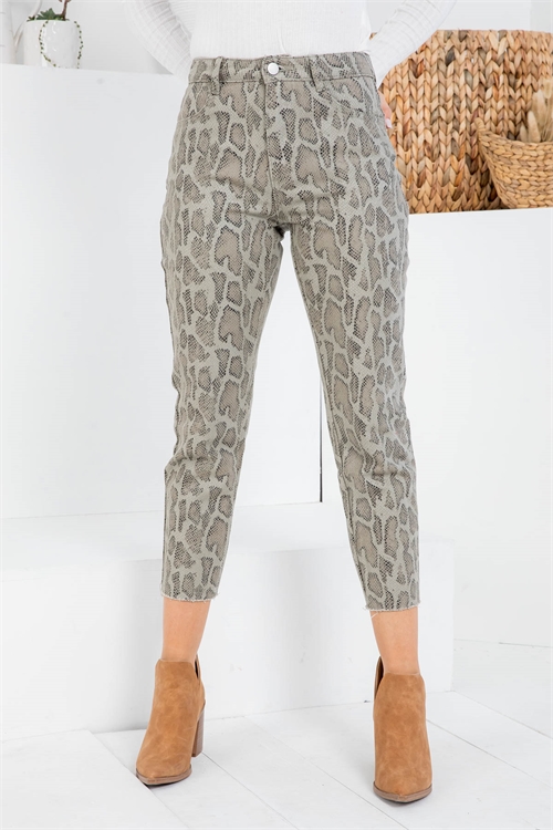 S11-15-4-P99781 OLIVE SNAKE PRINT PANTS 3-2-1