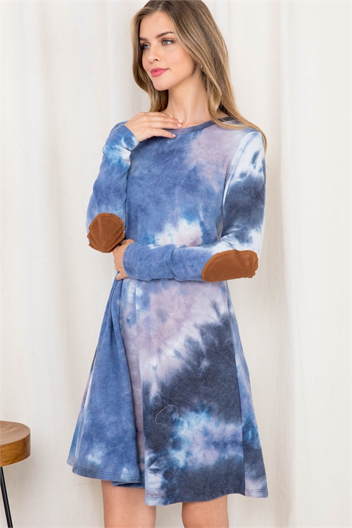 C16-A-1-AT4381 CHARCOAL BLUE TIE DYE DRESS 2-2-2