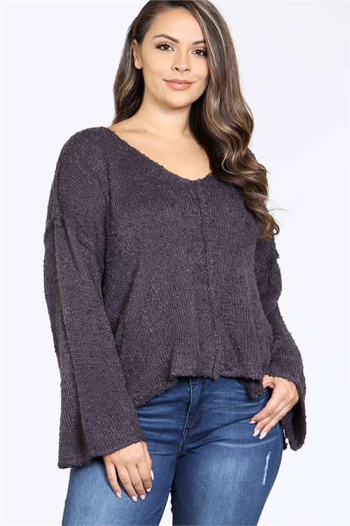 S9-2-4-T121889X CHARCOAL PLUS SIZE TOP 3-2-1