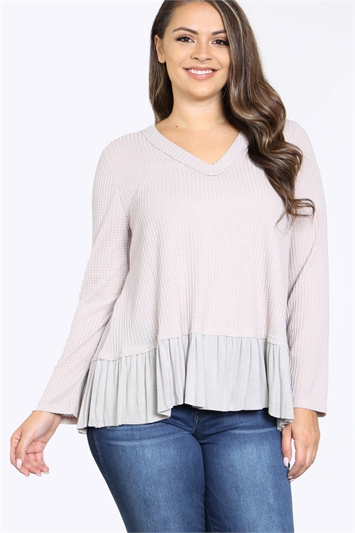 S9-5-2-T14607X TAUPE PLUS SIZE TOP 3-2-1