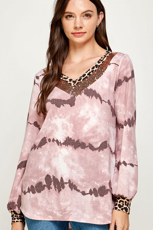 C24-B-3-WT2351 MAUVE TIE DYE TOP 2-2-2