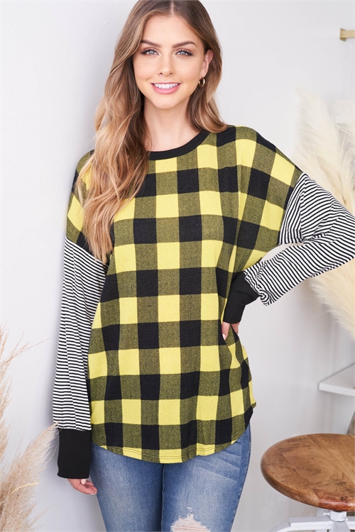 C58-A-3-T4438 YELLOW CHECKERED TOP 2-2-2