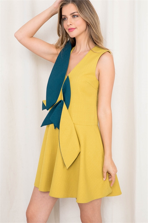 S14-6-1-D73572 MUSTARD TEAL DRESS 2-2-2