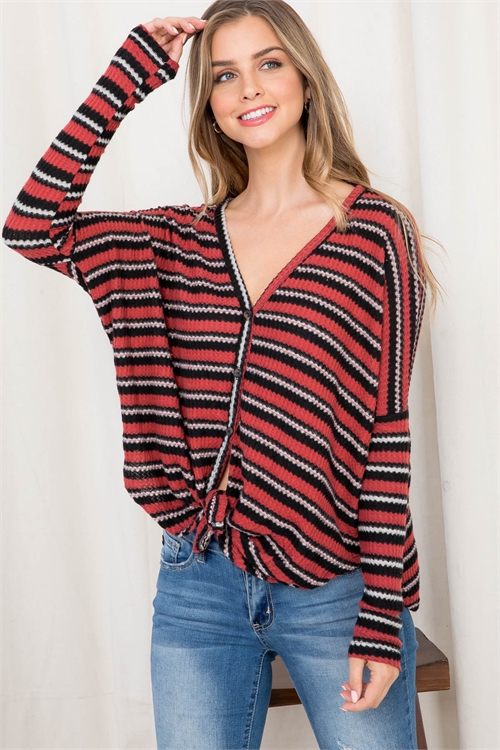 S15-6-4-T3290 RUST BLACK STRIPES TOP 1-2-2