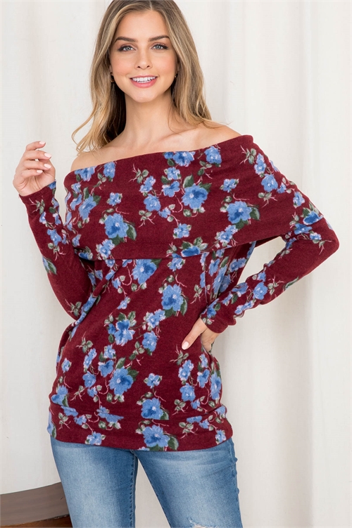 S4-3-4-T19140 BURGUNDY WITH FLOWERS TOP 2-2