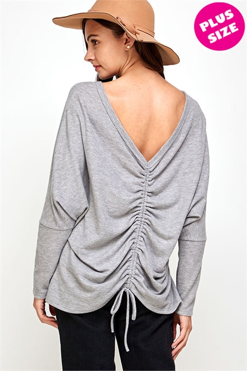 C46-A-2-WT2495-1X HEATHER GRAY PLUS SIZE TOP 2-2-2