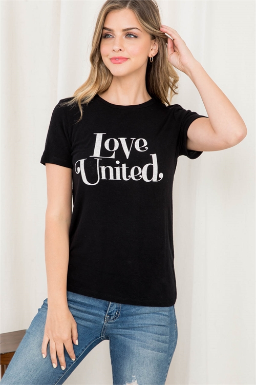 C12-A-1-T100395 BLACK "LOVE UNITED" PRINT TOP 2-2