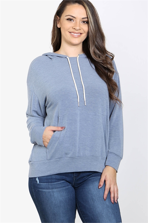 C84-A-1-H9028X DUSTY BLUE PLUS SIZE HOODIE TOP 3-2-1