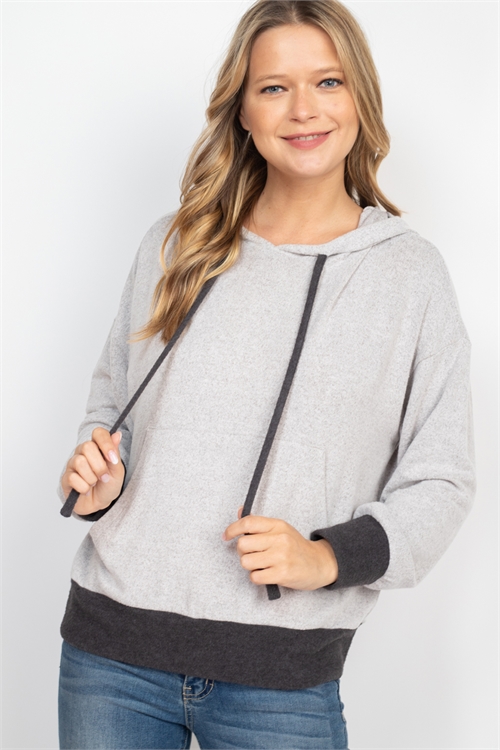 C88-A-3-H9189X GRAY CHARCOAL PLUS SIZE HOODIE TOP 3-2-1