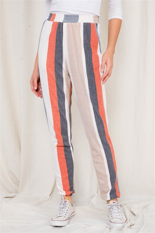 C72-A-3-P3921 GRAY CORAL STRIPES JOGGER PANTS 2-2-2