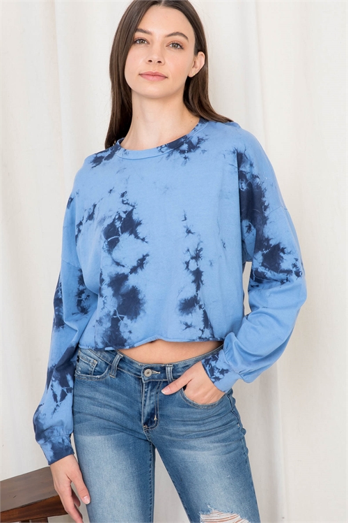 C22-A-2-T02127 BLUE DENIM TIE DYE TOP 3-2-1