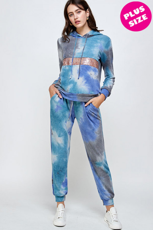 S5-8-2-WTP2368X BLUE MULTI PLUS SIZE TOP & PANTS SET 2-2-2