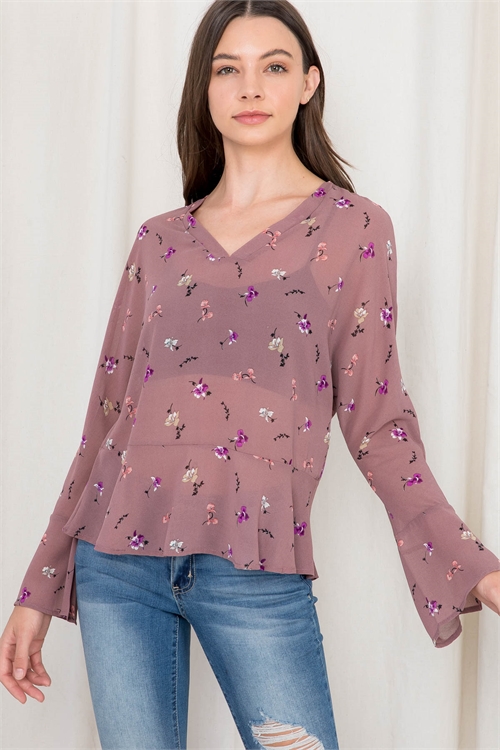 C12-B-2-T9047 MAUVE FLORAL TOP 2-2-2 (NOW $1.50 ONLY!)