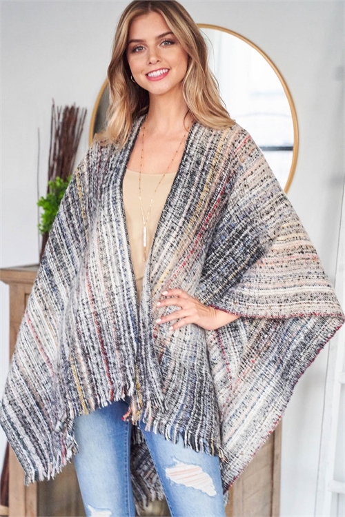 S25-8-1-P4049 GRAY MUSTARD MULTI PONCHO / 6PCS