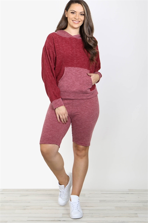 S8-14-1-SET40029X BURGUNDY PLUS SIZE TOP & PANTS SET 2-2-2