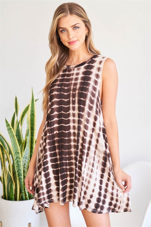 C36-A-2-D226 IVORY BROWN TIE DYE DRESS 3-2-1