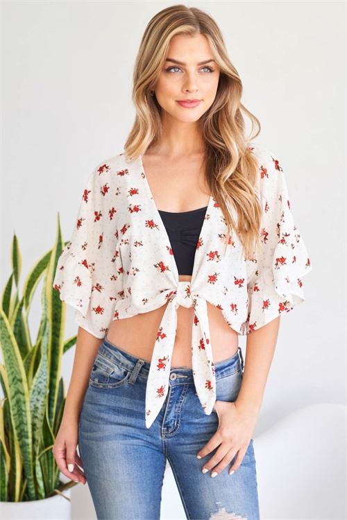 C52-B-1-T9716 WHITE FLORAL TOP 3-2-1