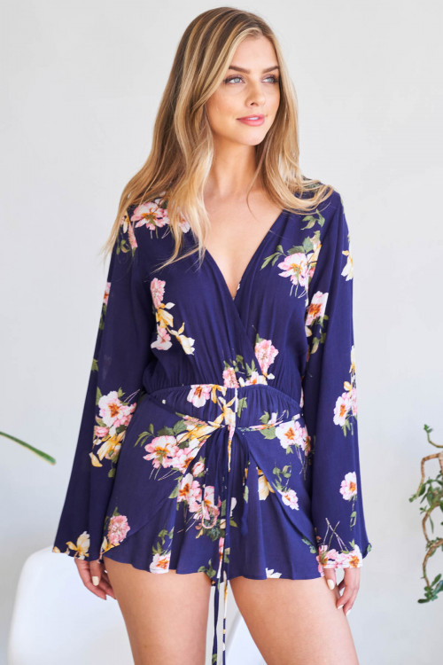 C58-A-3-R3412 NAVY FLOWER ROMPER 3-2-1