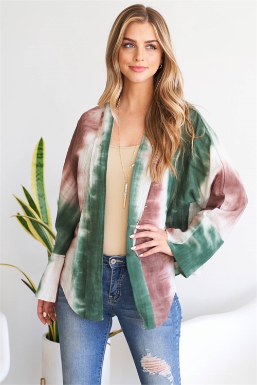 S11-2-1-C00567 GREEN MIX KIMONO 2-2-2