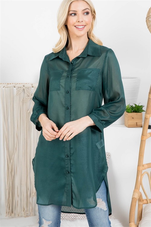 S5-7-3-D10836 HUNTER GREEN LONG TOP 2-2-2 (NOW $3.00 ONLY!)