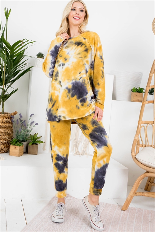 C56-A-3-SET10723-5047 MUSTARD CHARCOAL TOP & PANTS SET 2-2-2