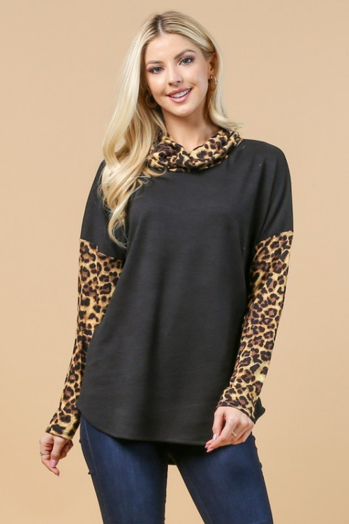 C24-B-2-T1154 BLACK ANIMAL PRINT TOP 1-2-2-1