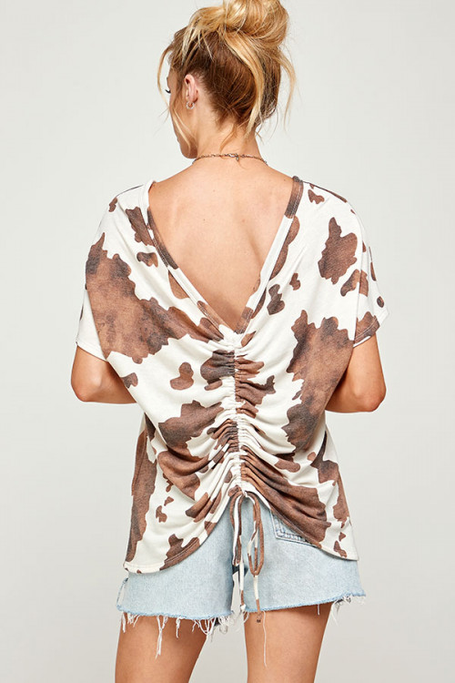 C48-A-1-WT2520-2 IVORY COW PRINT TOP 2-2-2