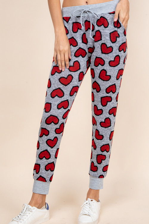 S15-2-3-SP1052-25 HEATHER GRAY RED HEART PRINT PANTS 2-2-2