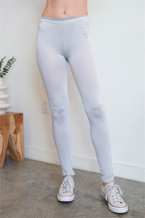 S9-7-4-L9012 LIGHT GRAY STRETCH WAISTBAND COTTON SPANDEX LEGGINGS 3-2-1