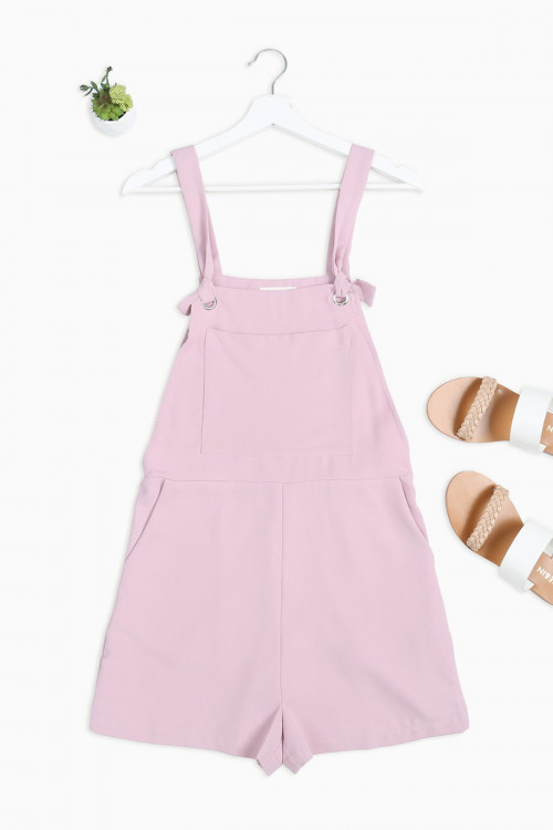 S9-4-4-R5036 PINK GROMMET FRONT TIE WITH SIDE POCKET ROMPER 2-2-1