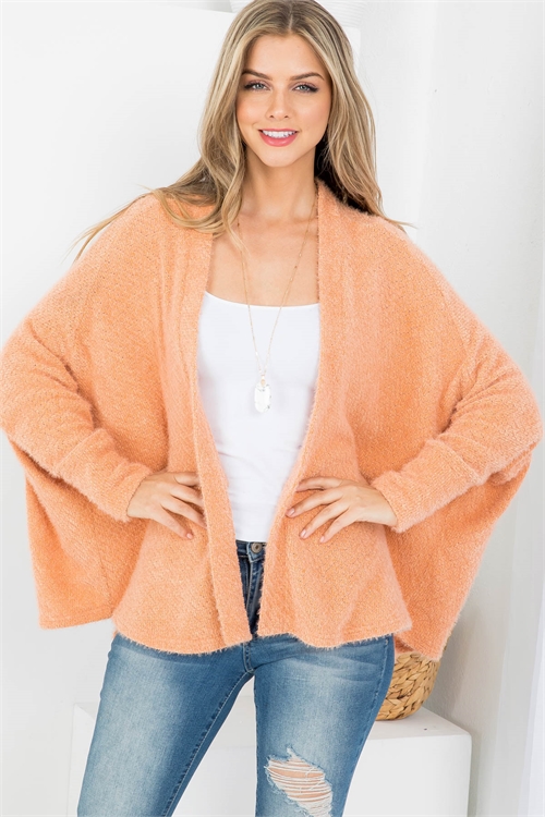 S4-10-2-C4592 APRICOT OPEN FRONT KNITTED BATWING CARDIGAN 3-2-1