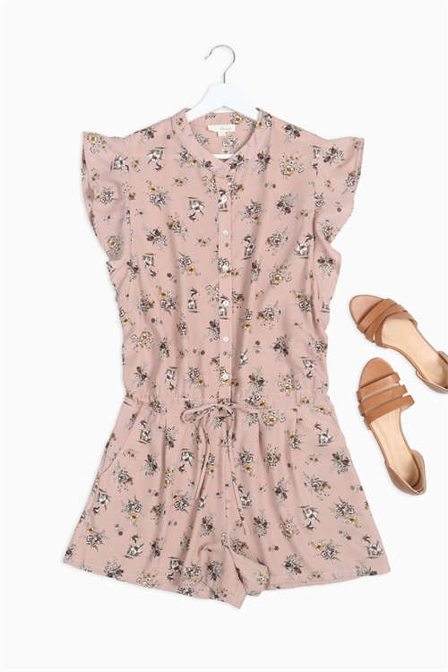 S12-10-3-R1436 DUSTY ROSE FLORAL ROMPER 2-2-2