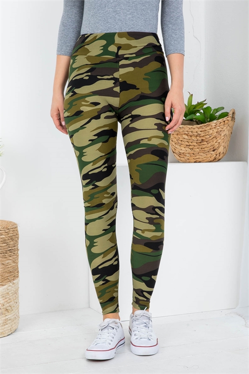 SA3-000-4-YO2010 A-19 GREEN CAMOUFLAGE PRINT LEGGINGS / 10PCS