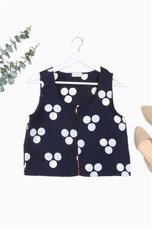 C28-B-1-T60049 NAVY WHITE WITH DOTS TOP 2-2-2
