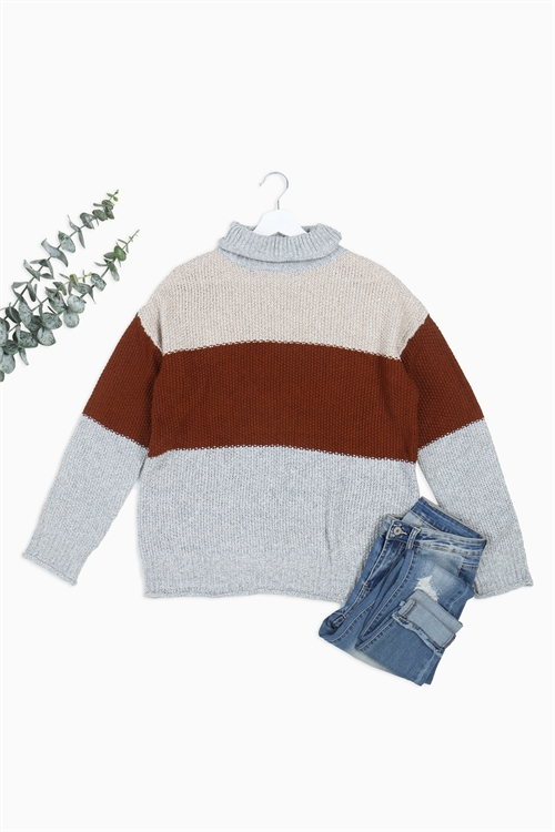 S8-14-3-S4536 TAUPE RUST GRAY SWEATER 2-2-2-2