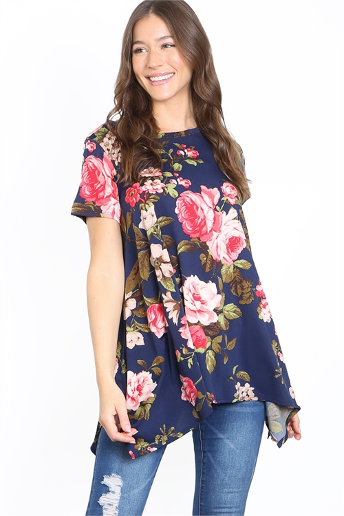 C82-A-1-T62270 NAVY WITH ROSES PRINT TOP 2-2-2