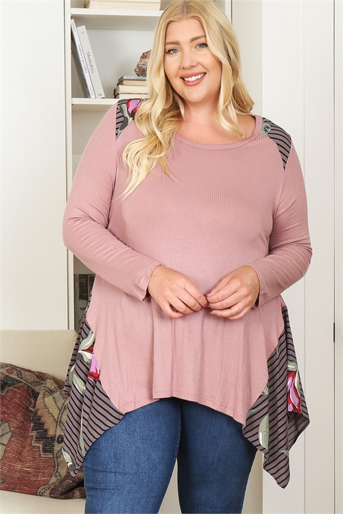 C78-A-1-T61822X MAUVE PLUS SIZE TOP 1-4