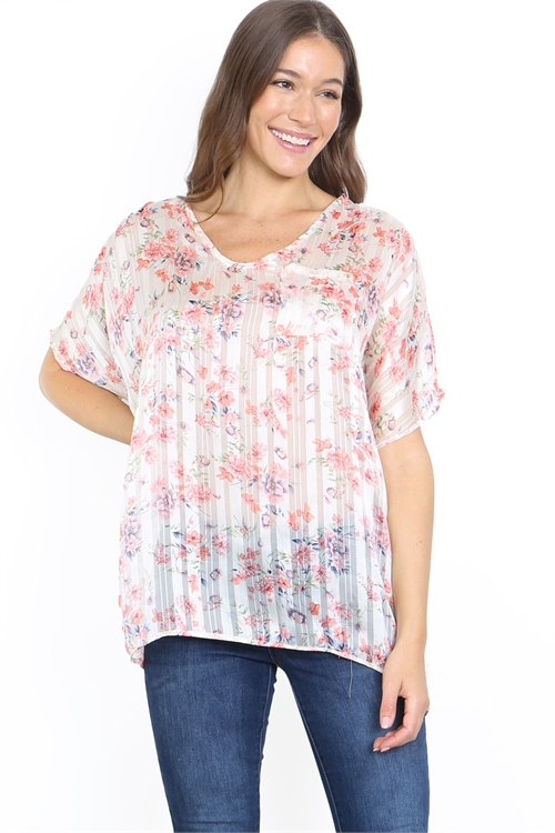 C4-B-3-T2120-5 BEIGE WITH FLOWER PRINT TOP 2-2-2 (NOW $ 3.00 ONLY!)