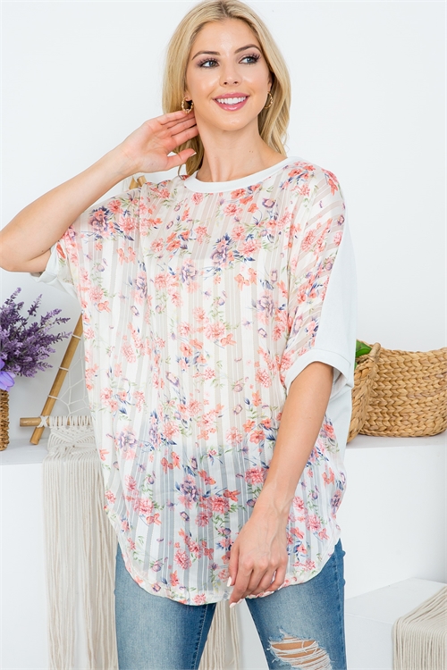 C78-A-3-T4105-1-IVORY FLORAL TOP 2-2-2 (NOW $3.50 ONLY!)